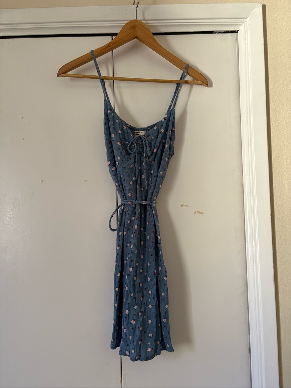 Billabong Blue Floral Spaghetti Strap Mini Dress